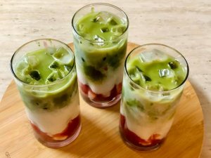 Strawberry matcha latte