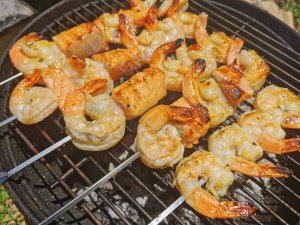 Grilled Salmon and Shrimp skewers