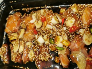 Salmon marinated in Soy Sauce